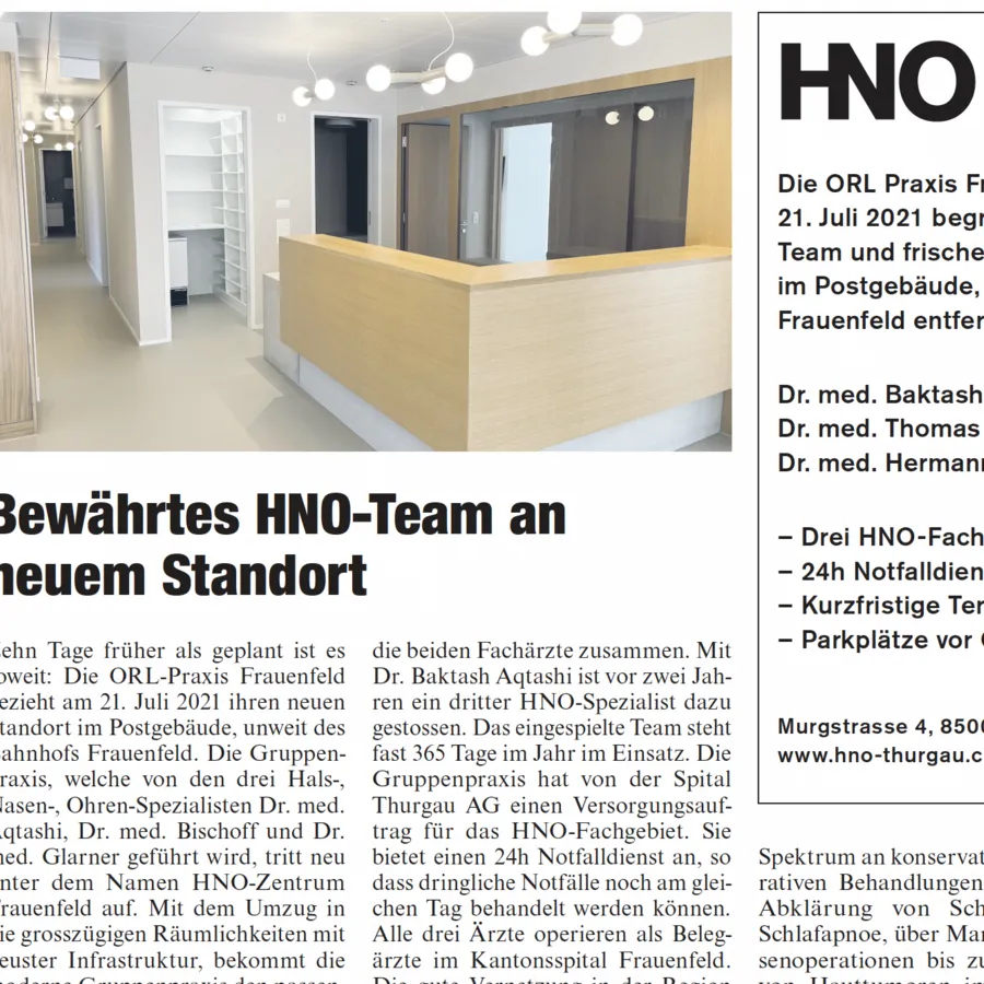 HNO-Praxis Neuer Standort